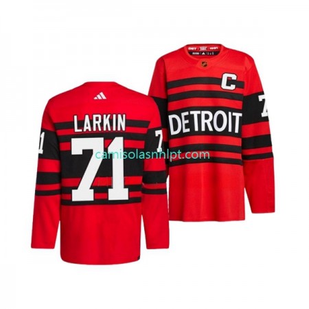Camiseta Detroit Red Wings DYLAN LARKIN 71 Adidas 2022-2023 Reverse Retro Vermelho Authentic - Homem